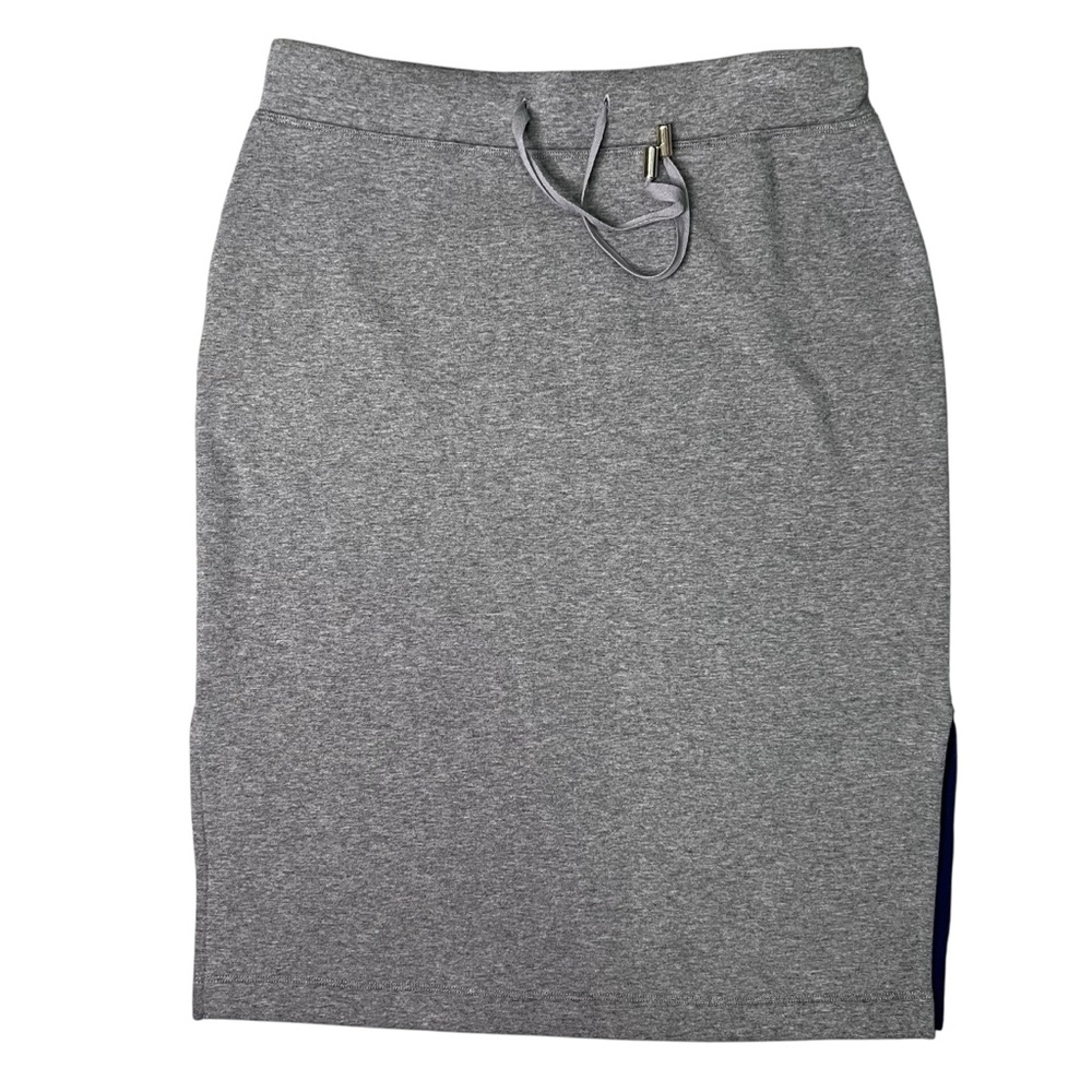 Saba & Co Fleece Lined Midi Skirt Grey Melange Pull-On Side Slit Size M NWT